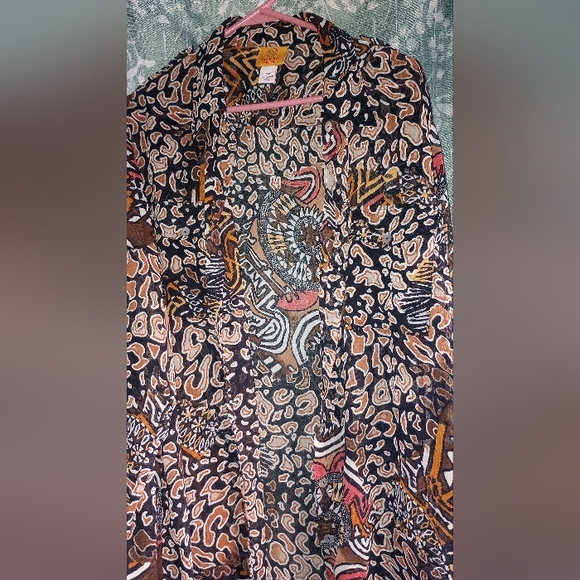 Ruby Rd geometric print long sleeve bottom down shirt dress size 18w - Picture 8 of 14
